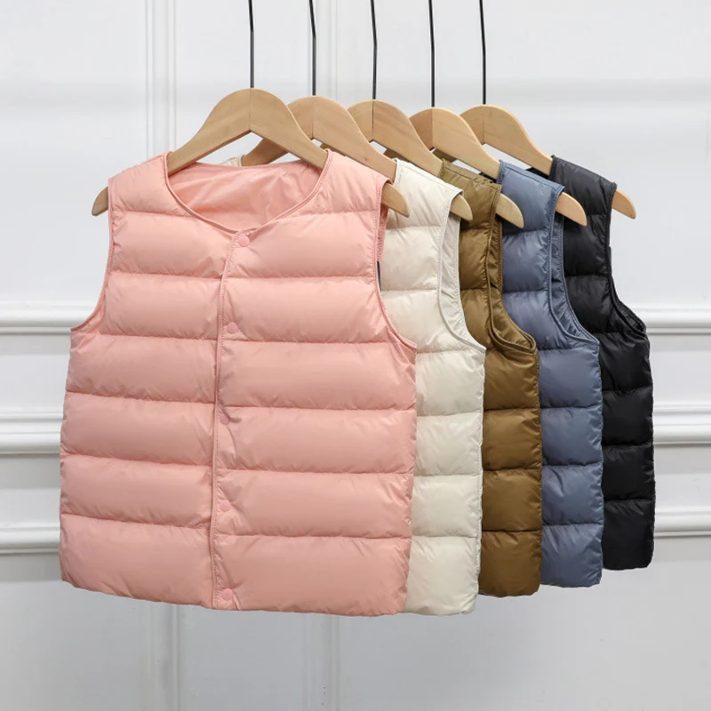 

Autumn Winter Ultralight Children Waistcoats Warm White Duck Down Jackets Girls Vest Coat Waterproof Kids Puffer Lining for Boys