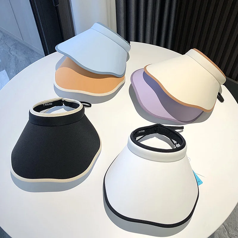 

2023 New Women's Summer Hat Geometry Fashion Beach Hat Bone Cap Women Summer Sun Visor Wide-brimmed Hat Adjustable UV Protection