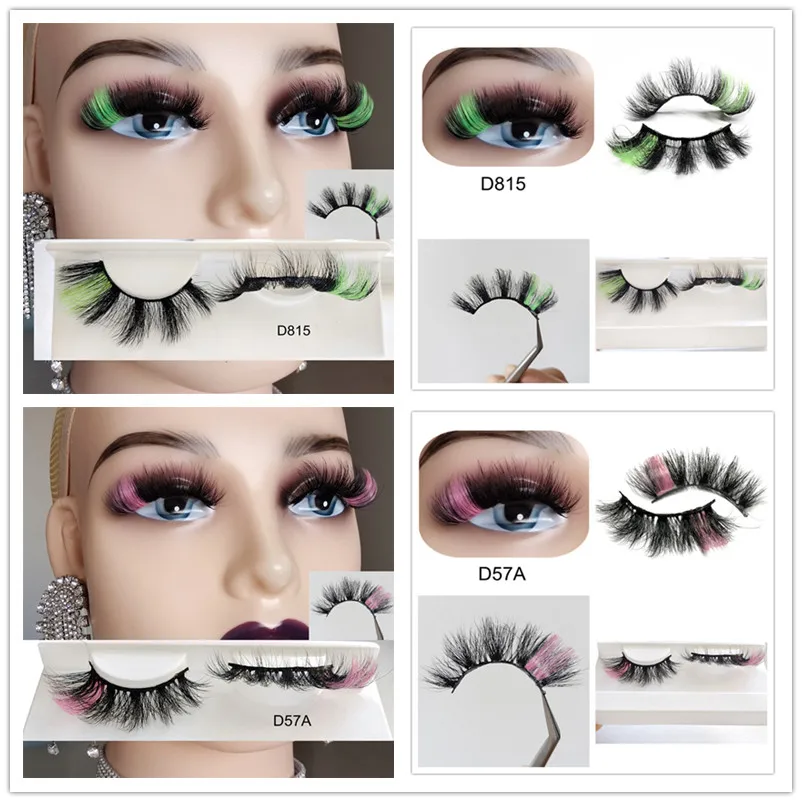 3D норковые ресницы цветные яркие натуральные смешанные цвета накладные пушистые