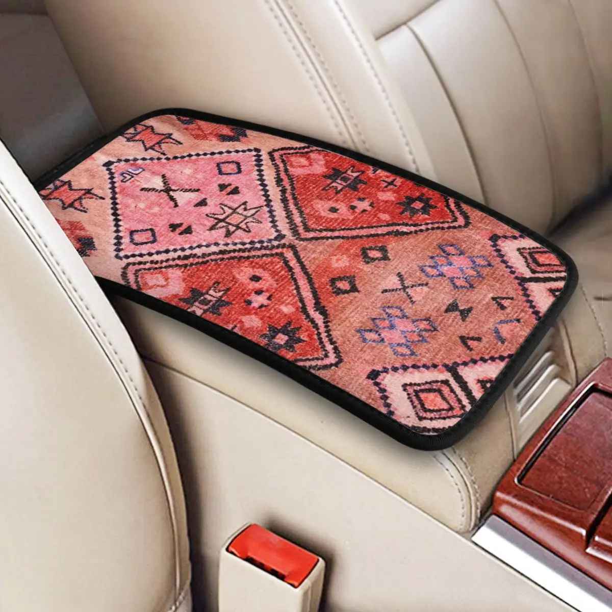 

Boho Farmhouse Stylish Moroccan Center Handle Box Pad Cushion for Cars Mandala Boho Bohemian Car Accessories Armrest Cover Mat