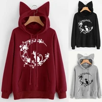 top selling womens cat kitty print hoody long sleeve hoodie autumn fashion sweatshirt ladies hooded pullover hoodies