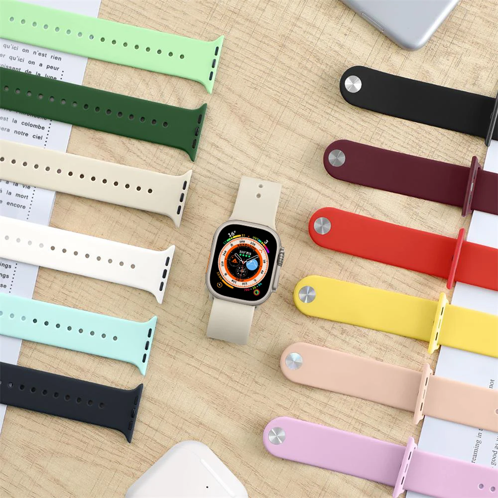 

Strap For Apple Watch Band 44mm 45mm 49mm 40mm 41mm 38mm 42mm 44 45 mm Silicone loop bracelet iwatch series 7 se 3 4 5 6 8 Ultra