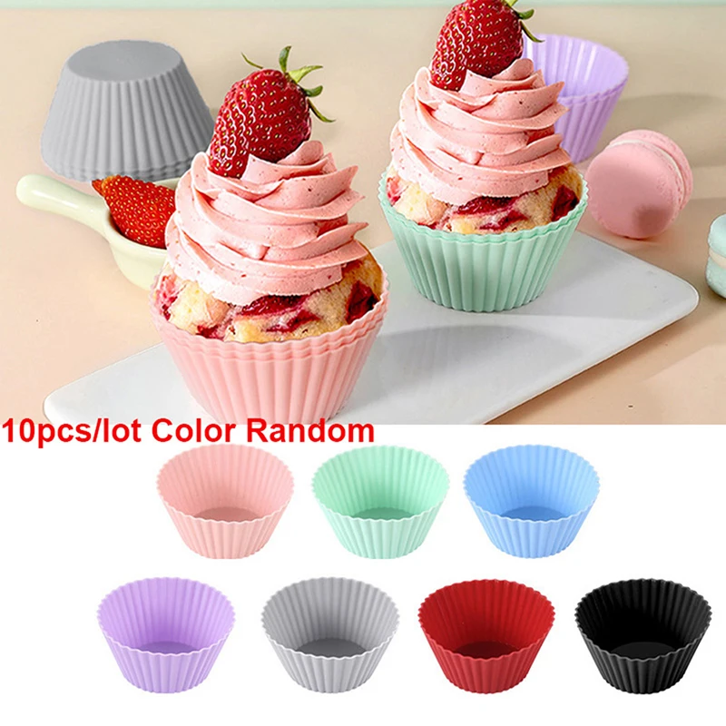 

10Pcs Silicone Cake Mold Round Cupcake Baking Fondant Muffin Cake Molds Reusable DIY Cake Decorating Mould Accessories