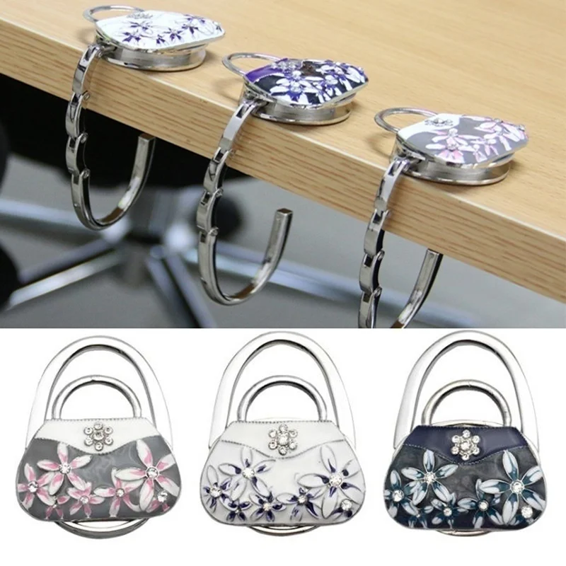 

Porcelain Folding Handbag Purse Bag Table Hook Hanger Holder Gift White Room Accessories Hooks