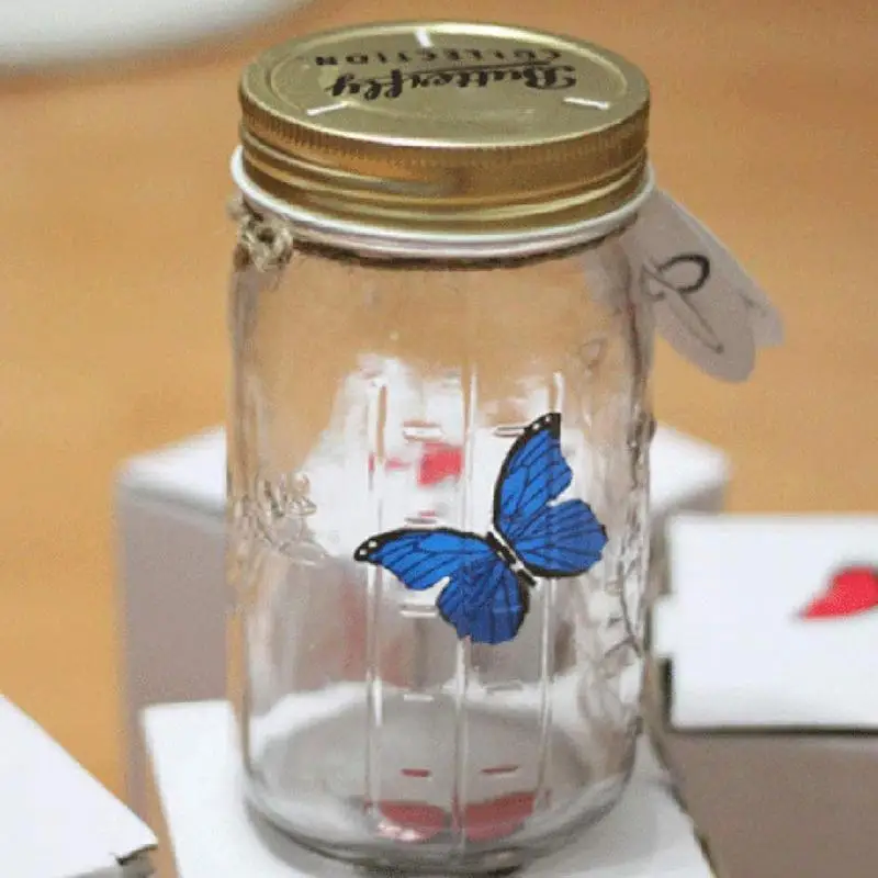 

Magic Flying Butterfly Jar LED Lamp Glass Mason Jar Simulation Animated Butterfly Fly Insect Collecting Bottle Novelty Gift