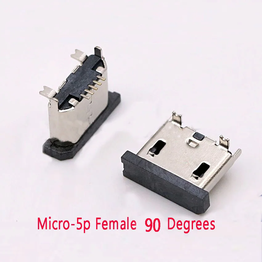 20-100 шт. Micro 5-контактный разъем гнездовой USB 5P 90 180 градусов вертикальный патч порт
