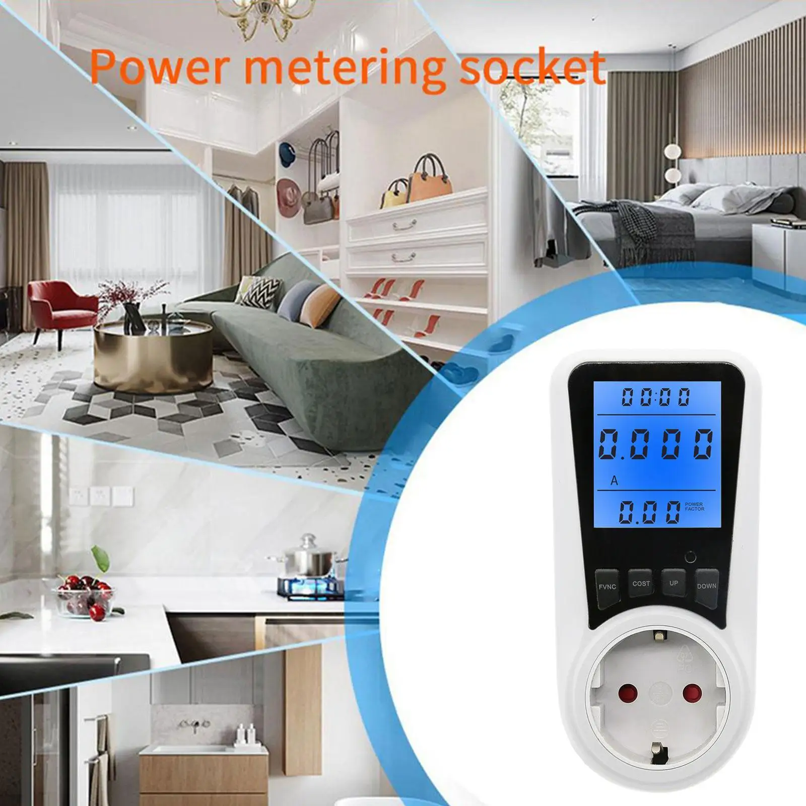 

Digital Power Meter Wattmeter Electricity Usage Monitor Voltage Voltmeter Ammeter Socket Tester Energy Meter EU Power Plug 230V