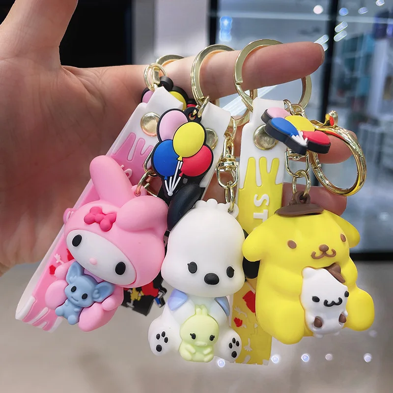 

Kawaii аниме Sanrio мультфильм брелок Kuromi Kitty My Melody Cinnamonroll игрушка Ключ Пряжка для автомобиля сумка рюкзак мобильный кулон подарок