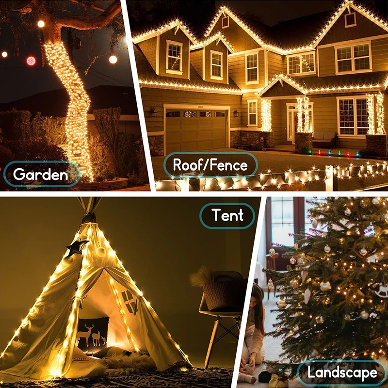

LED String Lights Remote 8 Modes 100M Outdoor Christmas Lights Tree Garland For New Year Street Home Party Wedding Decoration