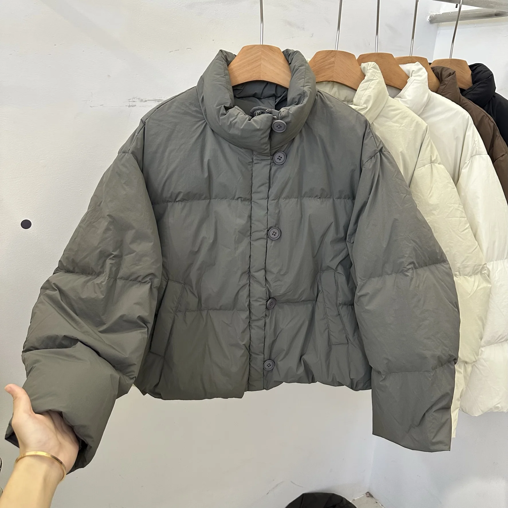 Корейская серия однобортный пуховик с воротником-стойкой верхняя одежда для