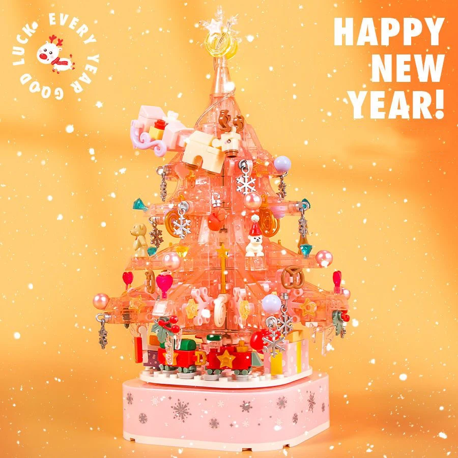 

Diy 729pcs Christmas Tree Music Box Building Blocks Newyear Santa Claus Children Gifts Christmas Decoration