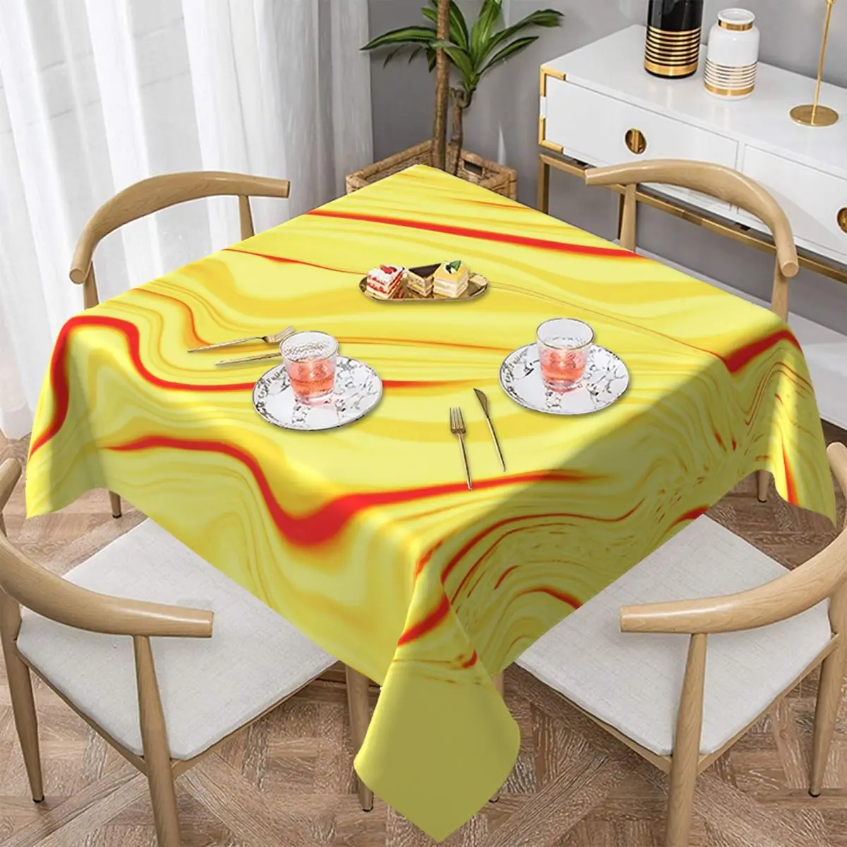

Abstract Curve Tablecloth Mango Print Cheap Cute Table Cover Dining Custom Decoration Polyester Table Cloth