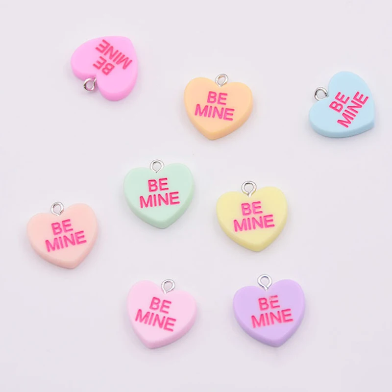 

10Pcs/Set DIY Love Heart Resin Flat back Cabochon Charms Pendants for DIY Earrings Bracelet Necklace Jewelry Accessories