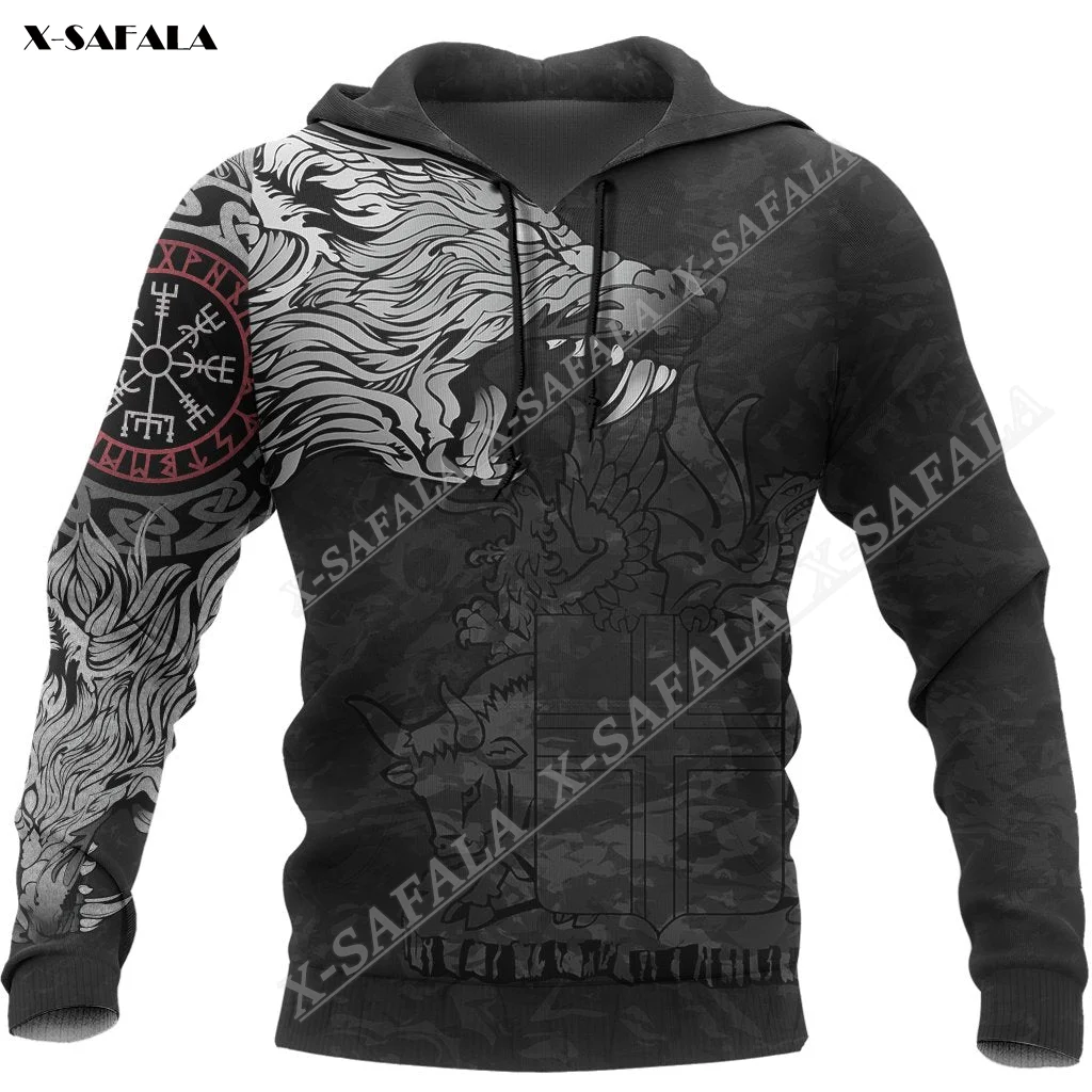 

VIking Fennir Wolf Iceland Vegvisir Tattooo 3D Full Print Zipper Hoodie Men Sweatshirt Hooded Jersey Tracksuits Outwear Shirts