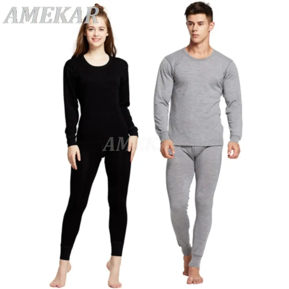 100% Merino Wool Base Layer Thermal Underwear 2 Pieces Set For Men Women Sexy Thermo Lingerie Set Winter Casual Thermo Clothes