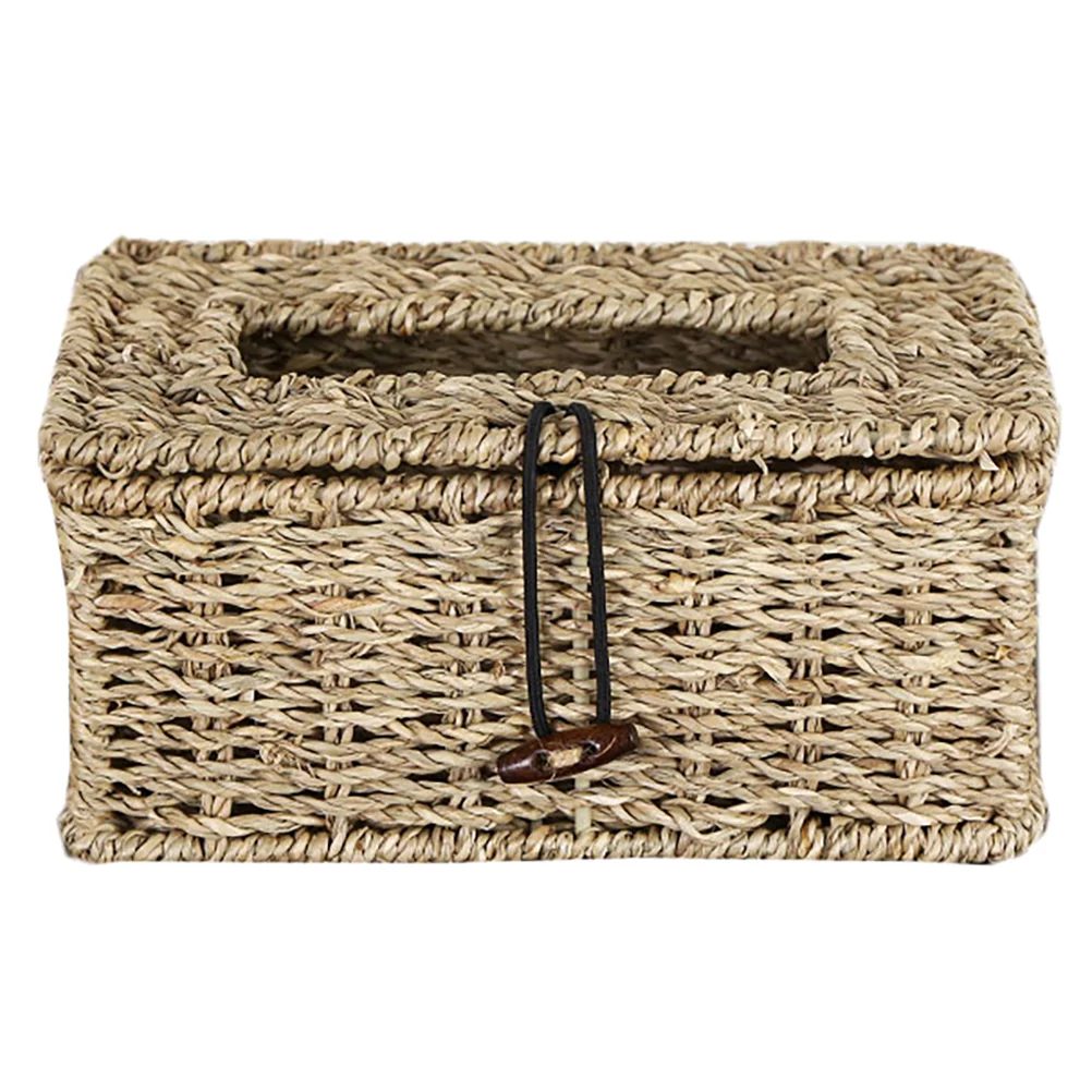 

Tissue Box Holder Cover Napkin Rattan Case Container Storage Dispenser Household Paper Desktop Woven Retro Decorative Desk Car