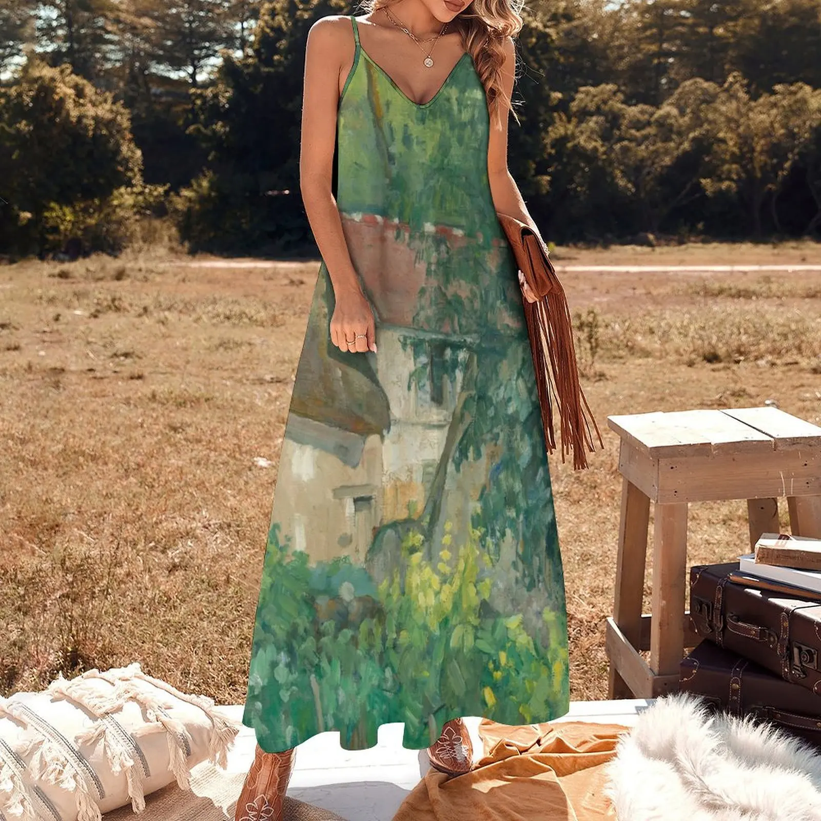 Paul فاzanne House of Père Lacroix 1837 длинное платье без рукавов с рисунком женское летнее