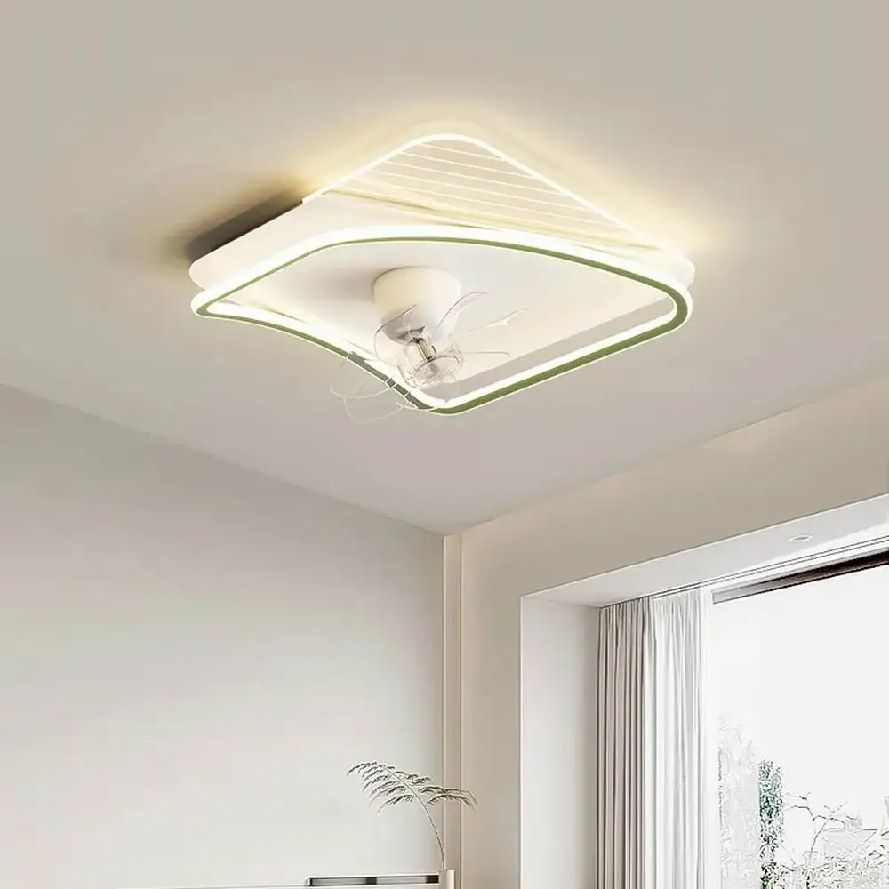 

Rotatable Nordic Style Square Minimalist LED Ceil Fan with Light for Bedroom Living Room LED Modern Acrylic Ceiling Fan Lamp