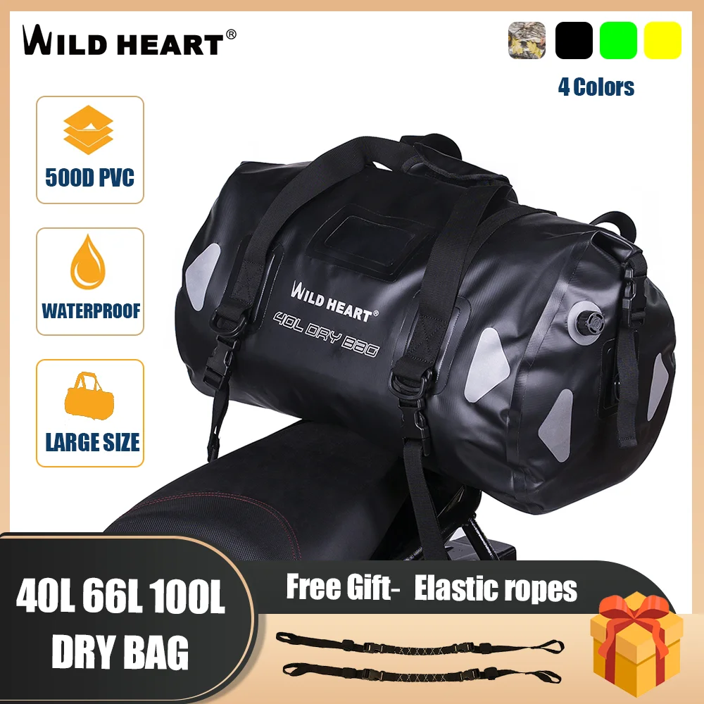 Free Shipping WILD HEART Waterproof Duffle Bag Motorcycle Bag 500D PVC Motorcycle Tail Bags Reflective  Motorcycle Seat Bag