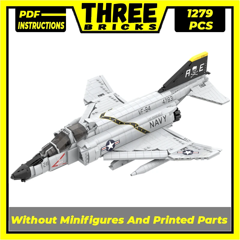 

MOC Building Blocks Military F-4 Phantom Fighter-bomber Modular Street View Model Assembly Bricks Children Toys Christmas Gifts