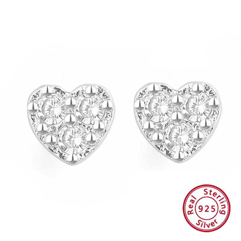 

1 Pair Romantic Heart Charm 925 Sterling Silver Earrings for Women Fine Jewelry Fashion Luxury Sweet Ear Studs