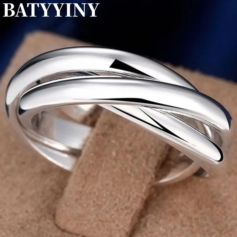 

BATYYINY 925 Sterling Silver Three Circles Rings For Women Fashion Wedding Engagement Party Charm Jewelry Gift