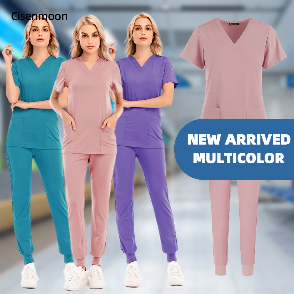 

Medical Suits Clothes Scrubs Tops Pants Pet Grooming Institution Scrubs Set High Quality Spa Uniforms Unisex V-Neck Work Clothes