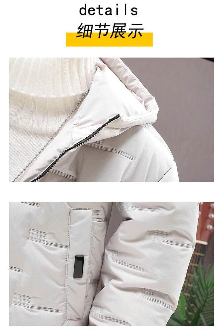 Winter 2022 Men's cotton coat fashion  short trend Thickened cotton coat men's solid color