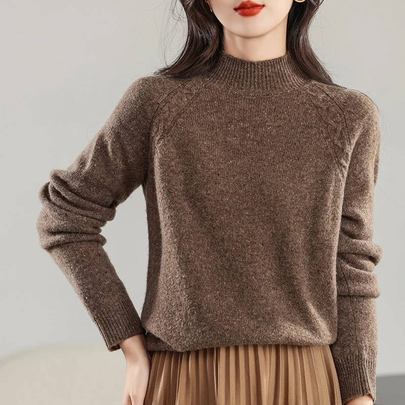 2024 новый модный осенне-зимний пуловер с воротником-стойкой женский толстый