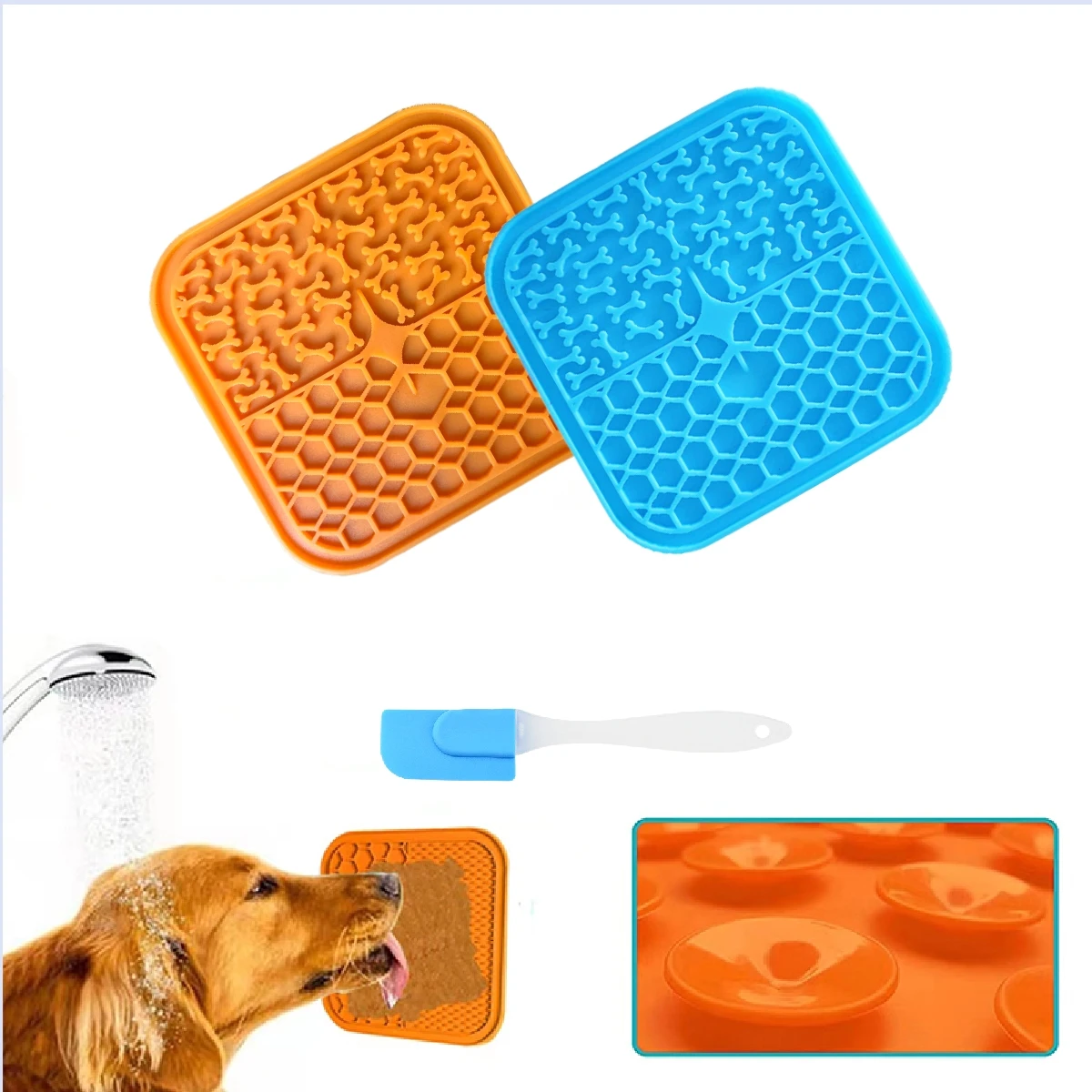 

Pet Cat Slow Food Bowl Silicone Licking Pad Training Plate Food Grade Dog Bath Distraction Suction Cup Training Mat Pet Supplies