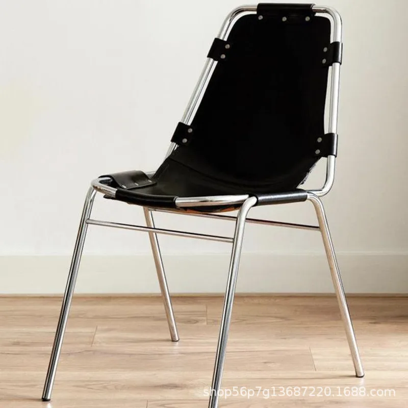 

Medieval Italian Layer Leather Ins Dining Chair Industrial Style Design Backrest Photography Base Guest House Vintage Chair