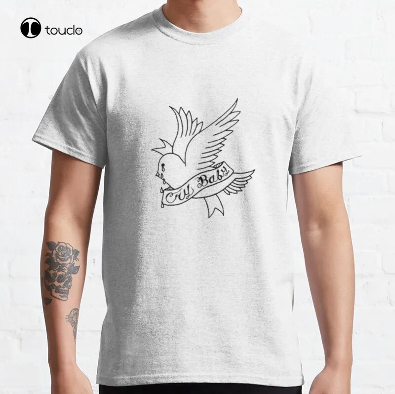 

Классическая футболка из хлопка с принтом Cry Baby Tattoo Lil Peep, индивидуальная футболка для подростков, унисекс, футболки с цифровой печатью, женс...