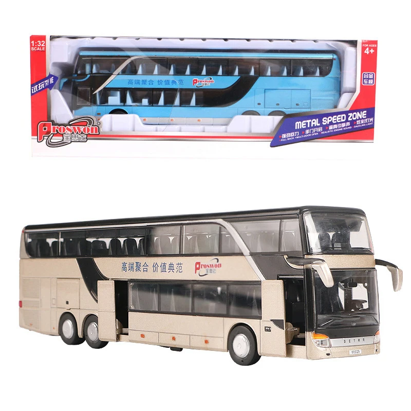 

Высококачественная модель автобуса из сплава 1:32, имитация двух экскурсионных автобусов, игрушечный автомобиль со вспышкой, бесплатная доставка