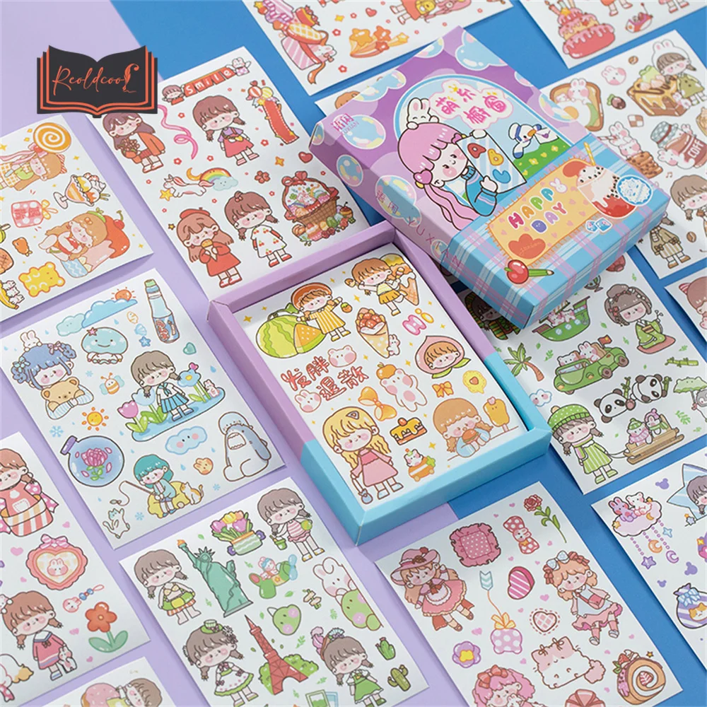 

50sheets Cute Cartoon Sticker Hand Account Collage Handbook Diary DIY Diary Decor Stickers Scrapbook Stationery Journal Supplies