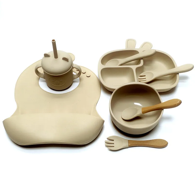 Набор силиконовой посуды для малышей детская силиконовая чаша ложка вилка