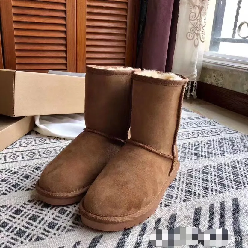 

Suitable for winter leisure 5825 cow snow boots, women's mid length warm snow boots, women's thick plush cotton boots