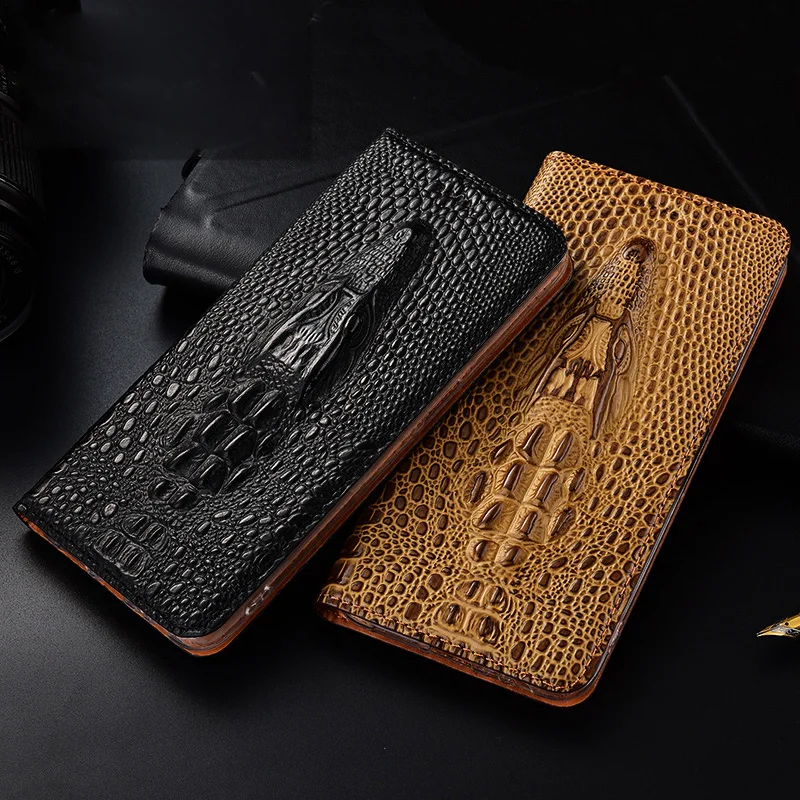 

Crocodile Head Texture Genuine Leather Case For OPPO Realme 7 8 7i 8i 8s 9 pro plus 9i 5g Speed Luxury Magnetic Flip Cover Cases