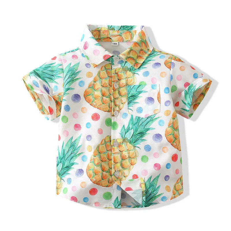 

Boys' Shirt Kid's Short Sleeve Printed Hawaiian Vacation Style Gentleman's Thin Tops Ages 1-6Years Old