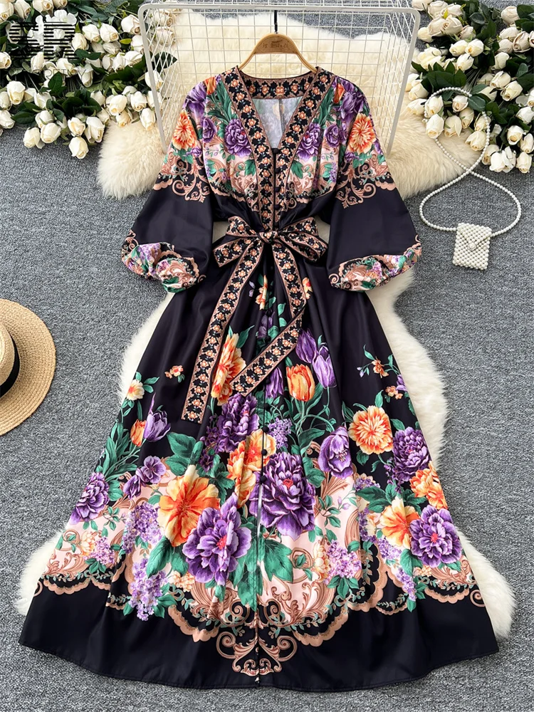 Осеннее женское платье SINGREINY с принтом