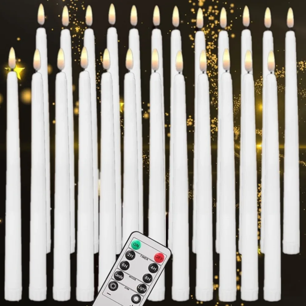 

28CM Tall LED Flameless Taper Candle with Timer Remote Control Flickering Electric Candle for Pray Restaurant Wedding Home Decor