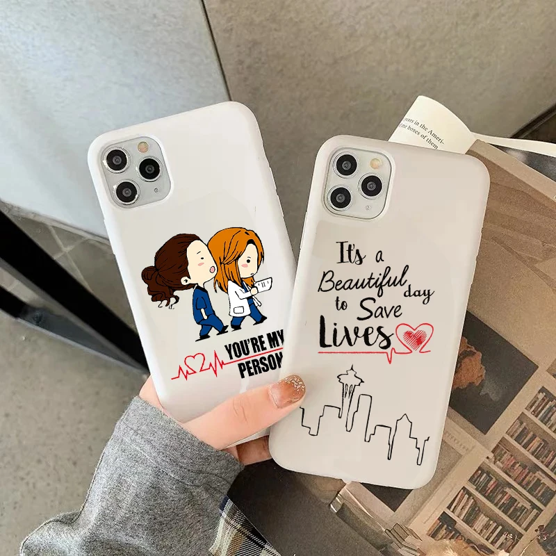 

Greys Anatomy You are my person Candy Color White Phone Cover For iPhone 11 12 13 14 Pro Max X XR XSMax 7 8 14Plus Soft TPU Case