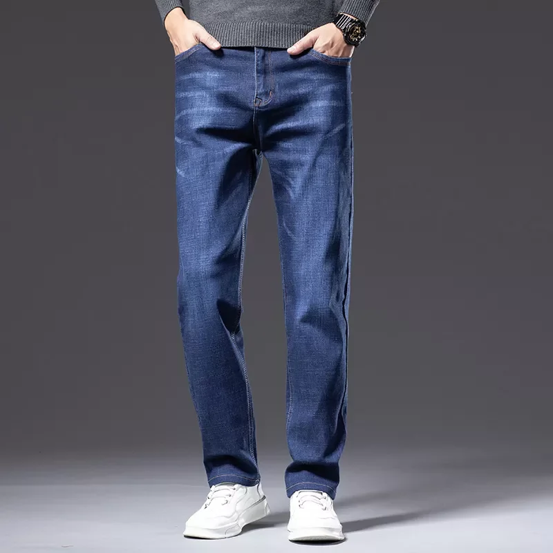 2022New and Winter Men's Straight Loose Dark Gray Jeans Classic Style High Elasticity Baggy Jeans Male Brand Clothing