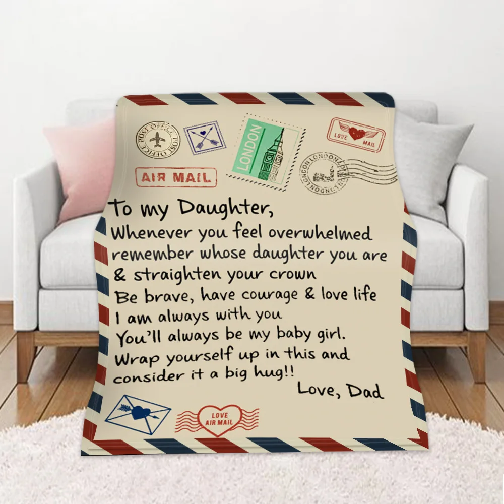 

Letter Vintage Diy Thin Quilt Flannel Blanket Custom-made You Picture for Picnic Office Rest Use Home Decor Daughter Kid Gift