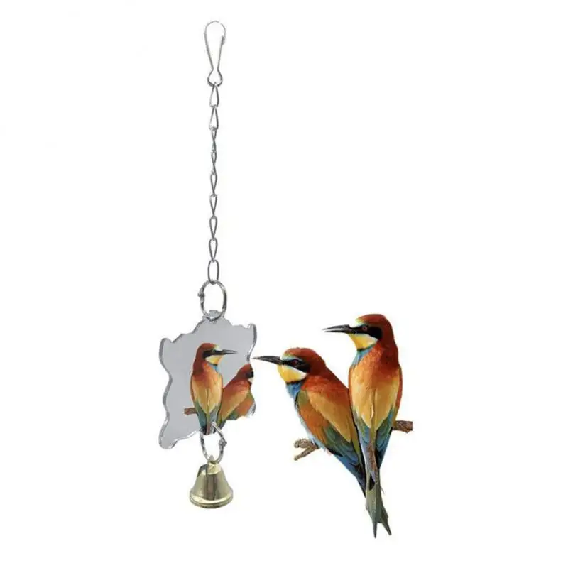 

New Bird Mirror Acrylic Pendant Chain Small And Medium Parrot Supplies Parrot Bell TOY Cage Stand Bar Accessories