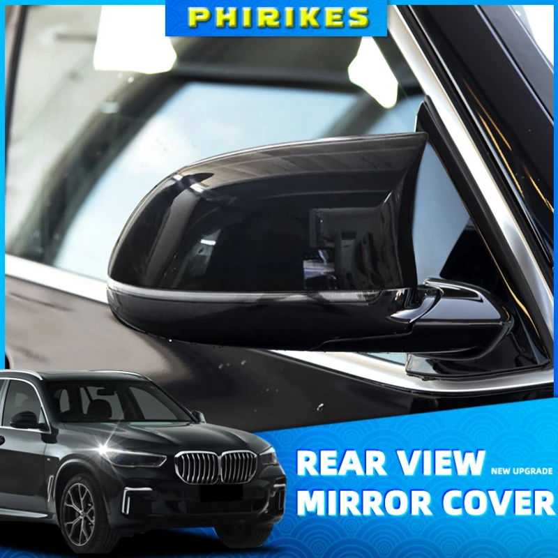 Автомобильная накладка на боковое зеркало заднего вида для BMW F25, X3, F26, X4, F15, X5, F16, X6 2014, 2015 2018, ярко черное углеродное волокно