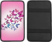 auto center console pad many pink butterflies print universal fit soft comfort car armrest cover fit for most sedans suv tru