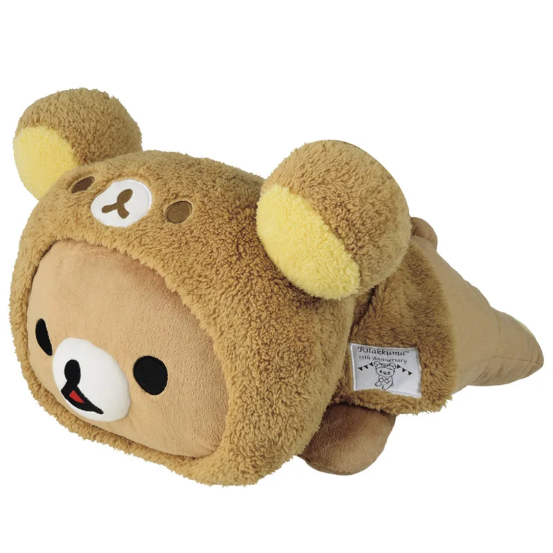 

New Cute Rilakkuma With Bear Cloak Lay Down Big Plush Stuffed Animals Pillow Toy Doll 40cm Kids Baby Christmas Gifts