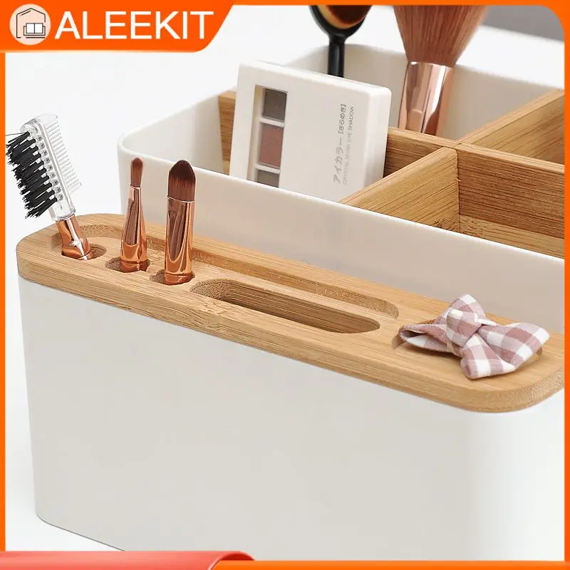 

Dropshipping Multi-purpose Storage Box Desk Stationery Storage Box Detachable Desktop Pen Holder Wood Pen Box For Home Office