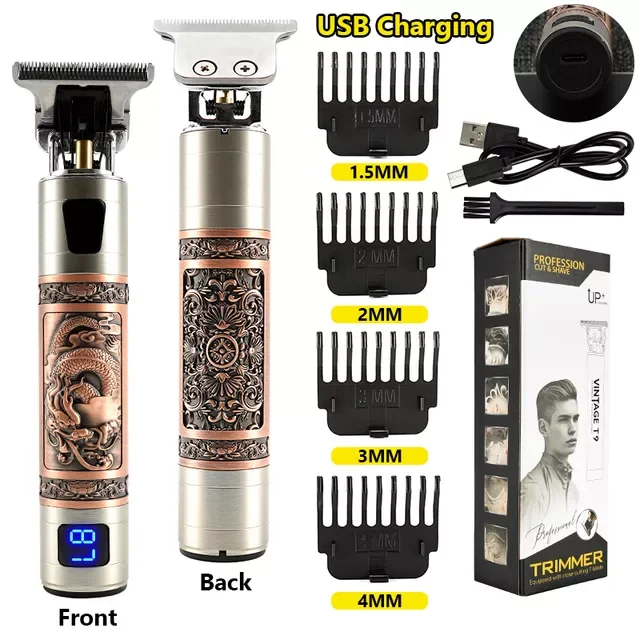 Hair Clipper Man LCD 0mm Shaver Trimmer For Men Barber Professional Beard Rechargeable Hair Cutting Machine T9 USB