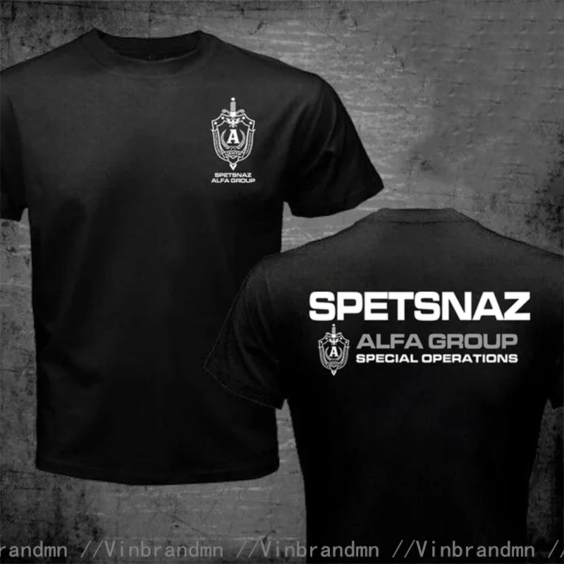 Фото Русская футболка Spetsnaz Alfa Alpha Unit Counter Terrorist Special Unit Forces, мужская забавная футболка снайперской группы русской армии Alpha №1